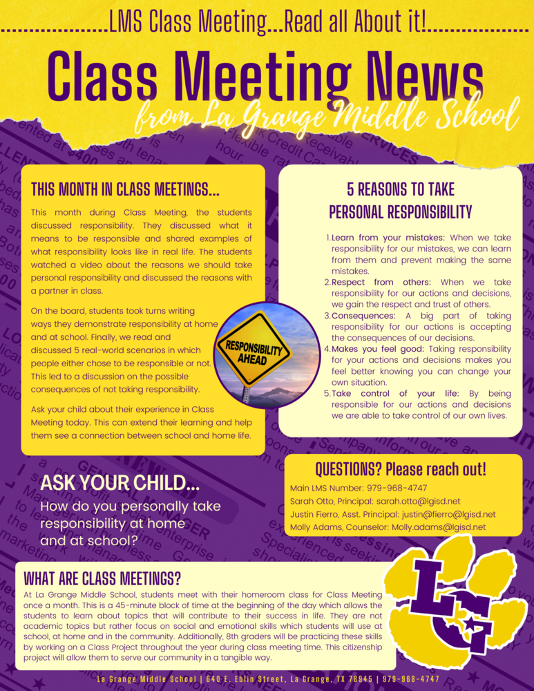 Class Meeting News