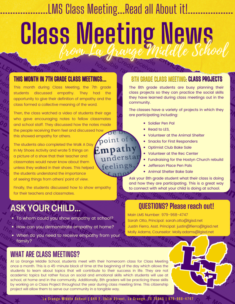 Class Meeting News